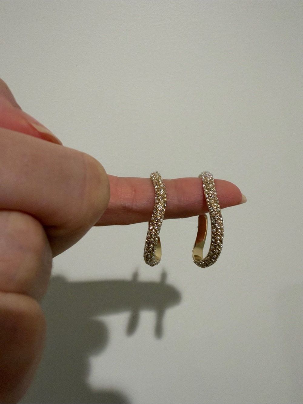 DEMARSON Pearl Pave Mini Calypso Gold Earrings